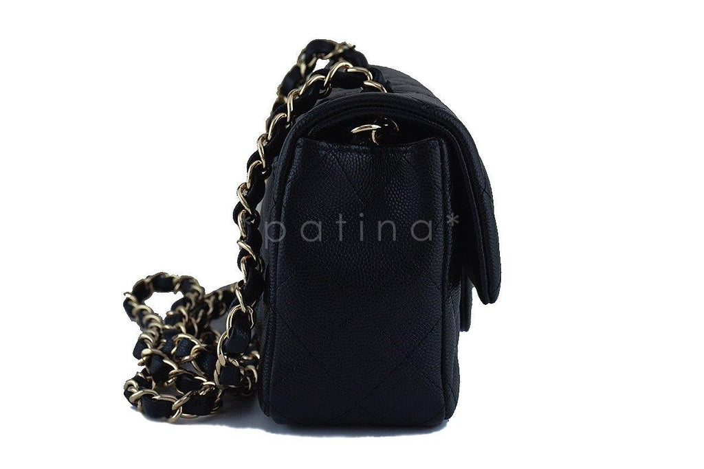 NWT Chanel Black Caviar Classic Quilted Rectangular Mini 2.55 Flap Bag GHW