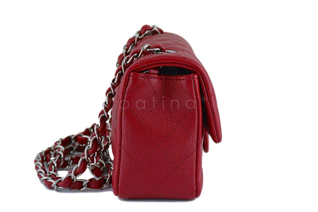 NWT 17B Chanel Red Caviar Classic Rectangular Mini 2.55 Flap Bag SHW