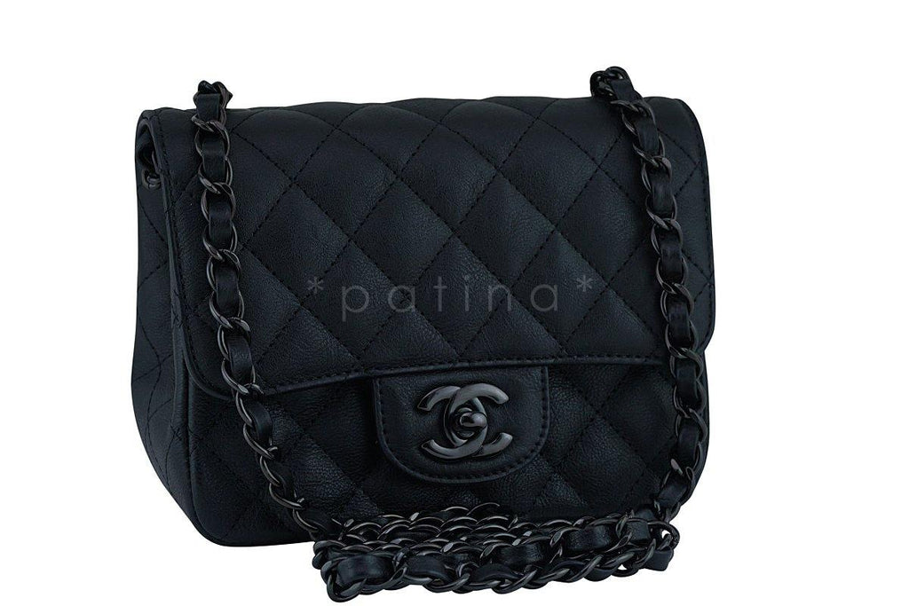 Rare Chanel So Black Classic Quilted Square Mini 2.55 Flap Bag