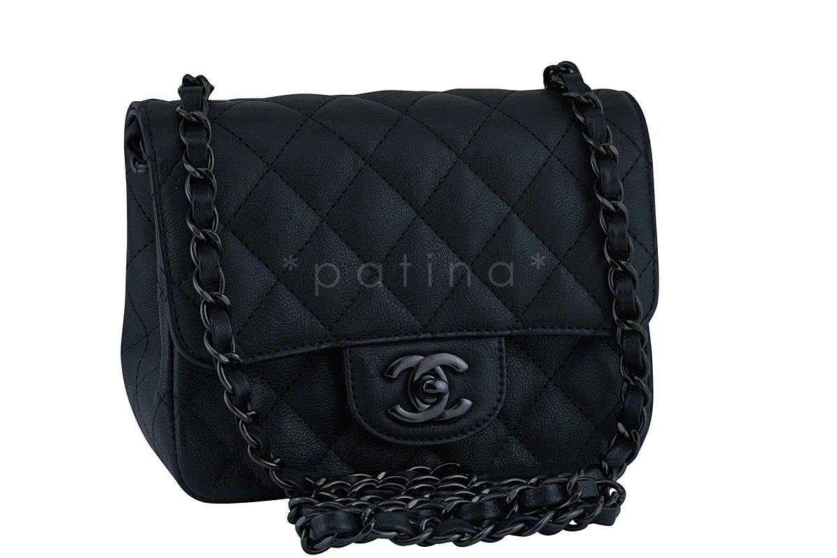 Rare Chanel So Black Classic Quilted Square Mini 2.55 Flap Bag