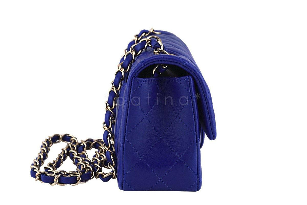 New 17B Chanel Blue Electric Classic Quilted Mini 2.55 Flap Bag GHW