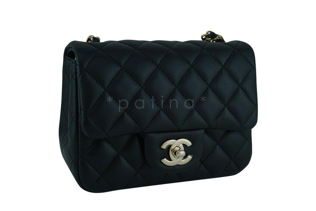 New Chanel Black Classic Quilted Square Mini 2.55 Flap Bag GHW