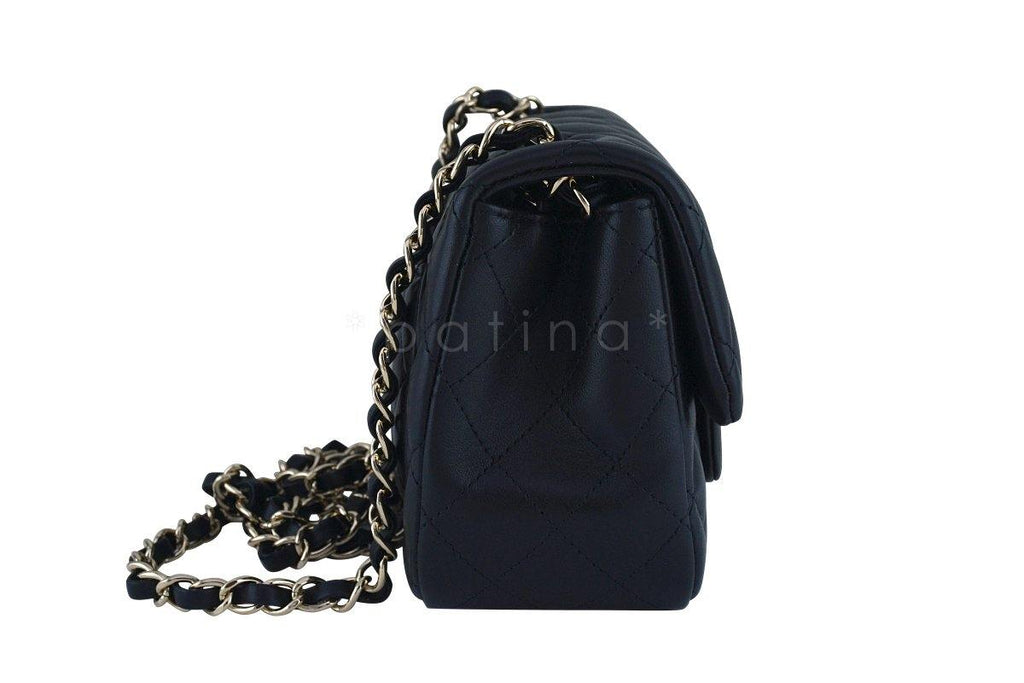 New Chanel Black Classic Quilted Square Mini 2.55 Flap Bag GHW