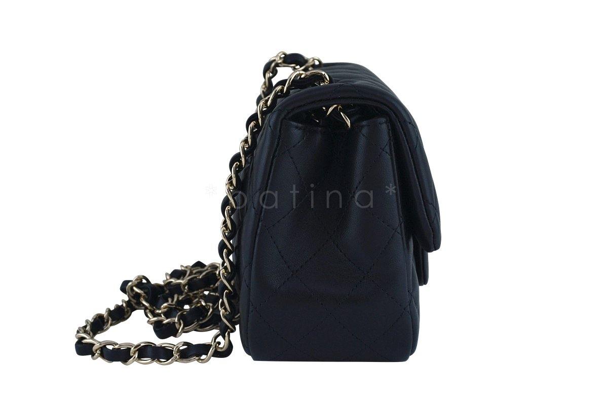 New Chanel Black Classic Quilted Square Mini 2.55 Flap Bag GHW