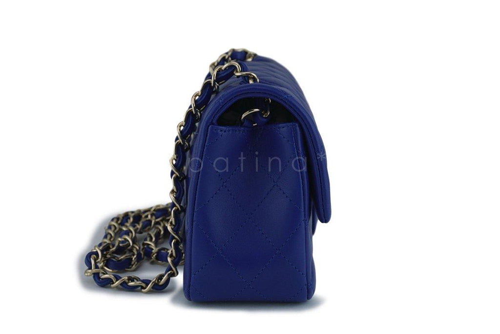 New 17B Chanel Blue Classic Quilted Rectangular Mini 2.55 Flap Bag GHW