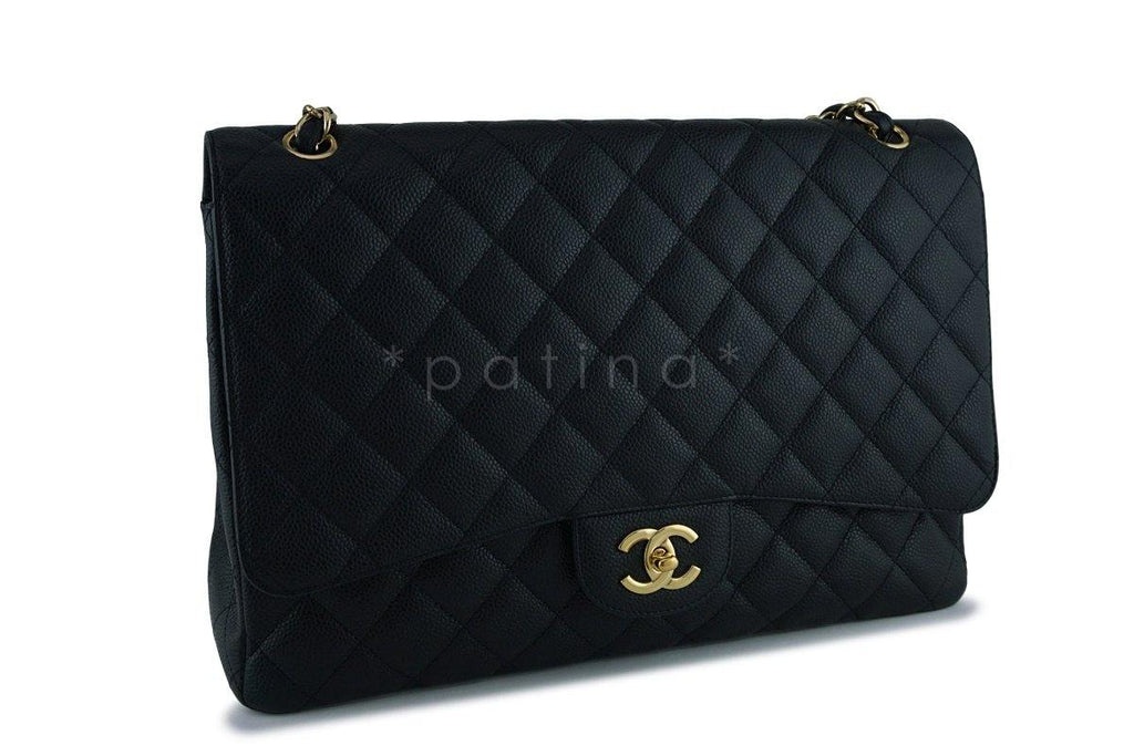 Chanel Black Caviar Maxi Quilted Classic 2.55 Jumbo XL Flap Bag GHW