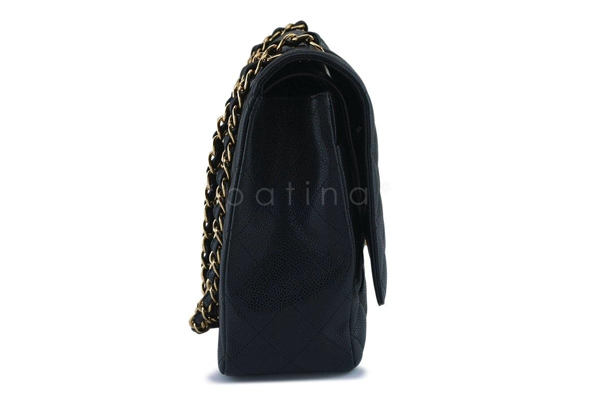 Chanel Black Caviar Maxi Quilted Classic 2.55 Jumbo XL Double Flap Bag GHW