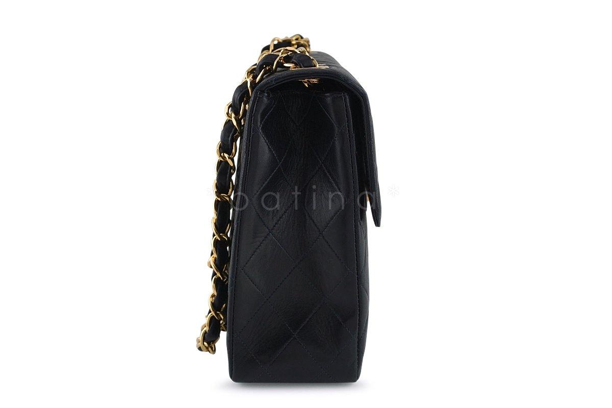 Chanel Black Lambskin Jumbo Quilted Classic 2.55 Flap Bag 24k Gold Plated