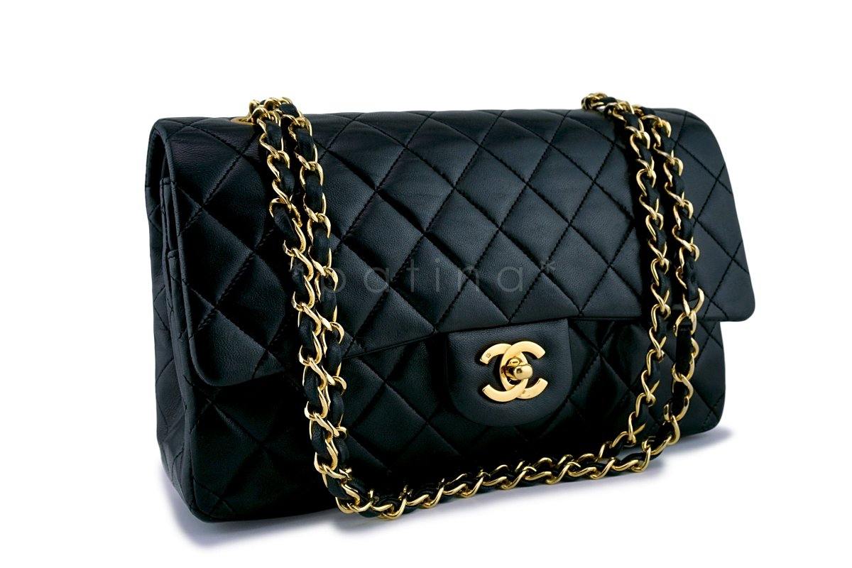 Chanel Black Lambskin Medium  Classic Double Flap Bag 24k GHW
