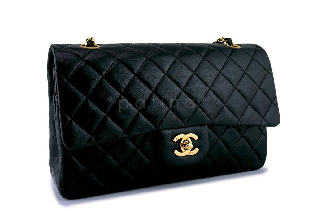 Chanel Black Lambskin Medium  Classic Double Flap Bag 24k GHW