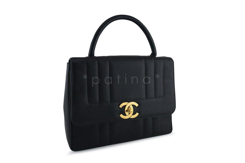 Chanel Vintage Black Caviar Classic Mademoiselle Kelly Flap Bag