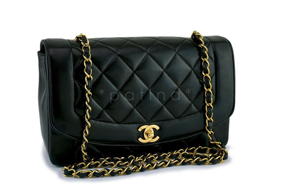 Chanel Black Vintage Quilted Classic "Diana" Shoulder Flap Bag 24k GHW