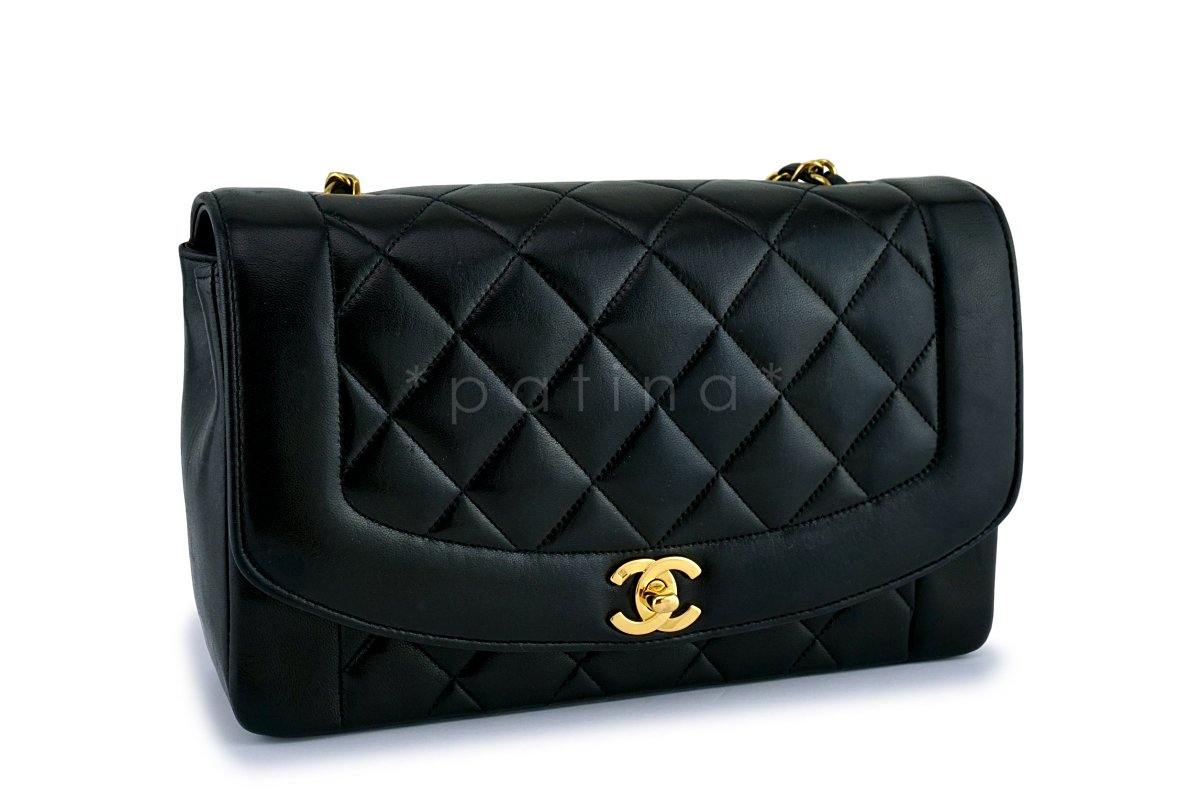 Chanel Black Vintage Quilted Classic "Diana" Shoulder Flap Bag 24k GHW