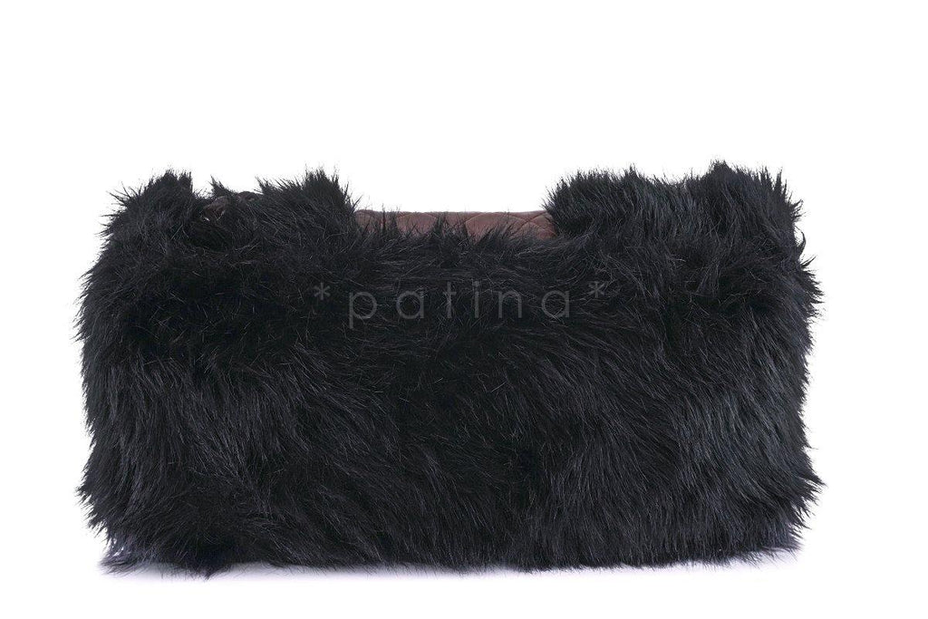 Chanel Burgundy Maxi XL Jumbo Quilted Classic Fantasy Fur Flap Bag