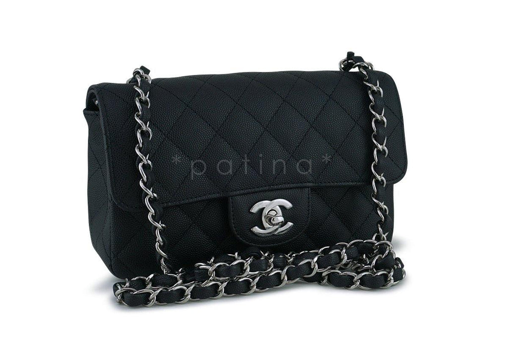 NWT 18C Chanel Black Classic Quilted Rectangular Mini 2.55 Flap Bag SHW