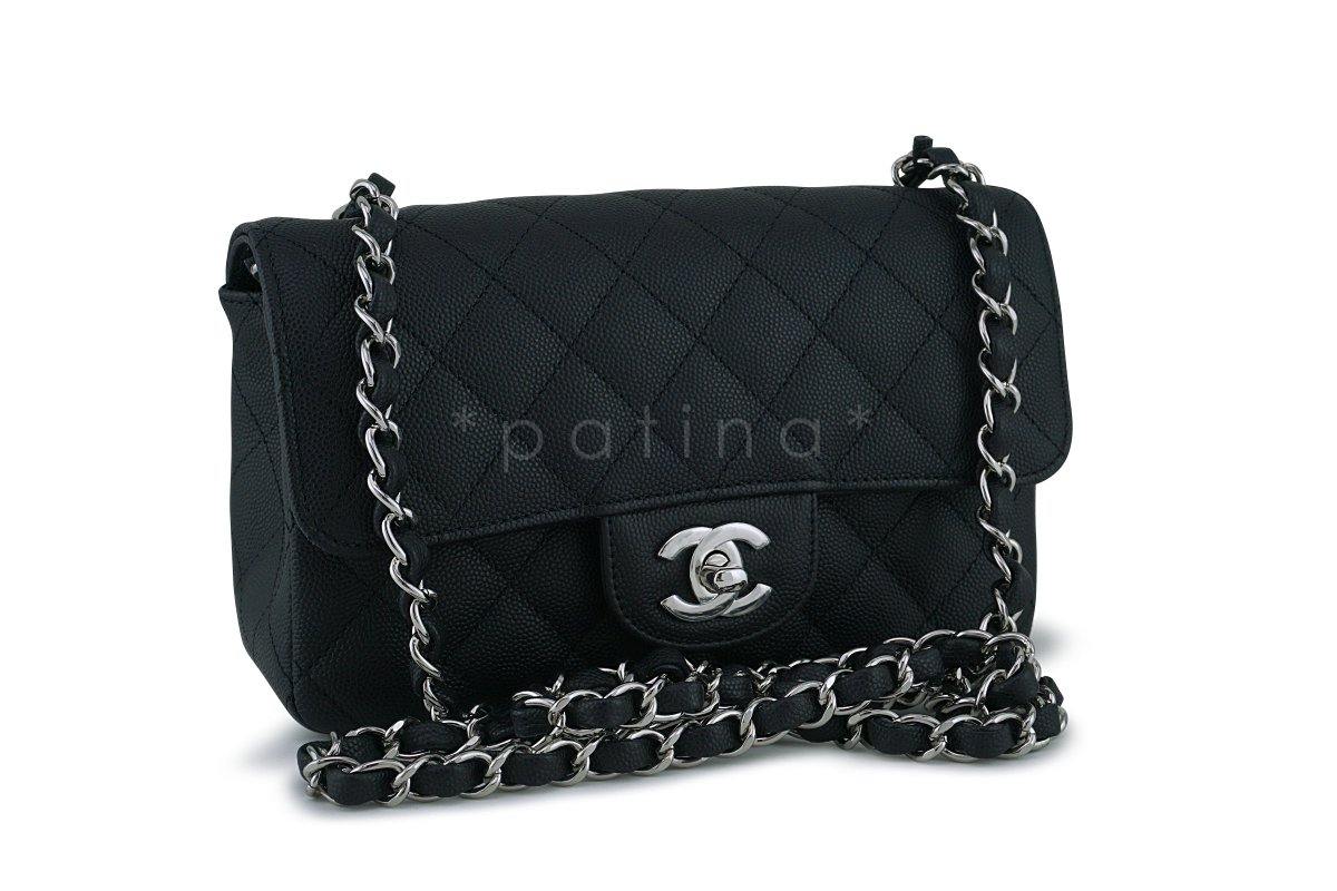 NWT 18C Chanel Black Classic Quilted Rectangular Mini 2.55 Flap Bag SHW