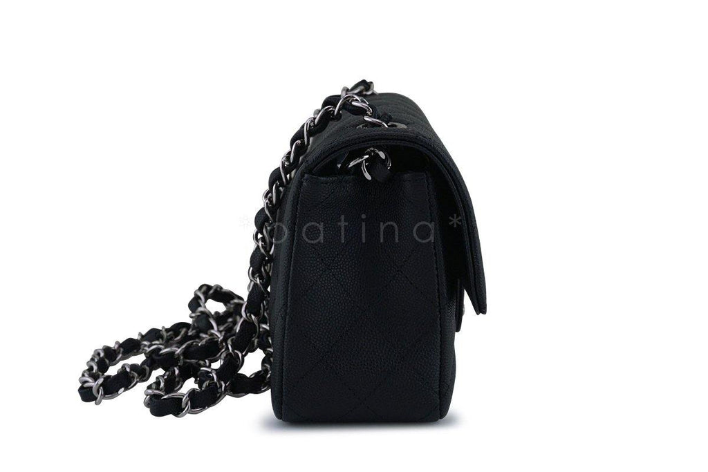 NWT 18C Chanel Black Classic Quilted Rectangular Mini 2.55 Flap Bag SHW