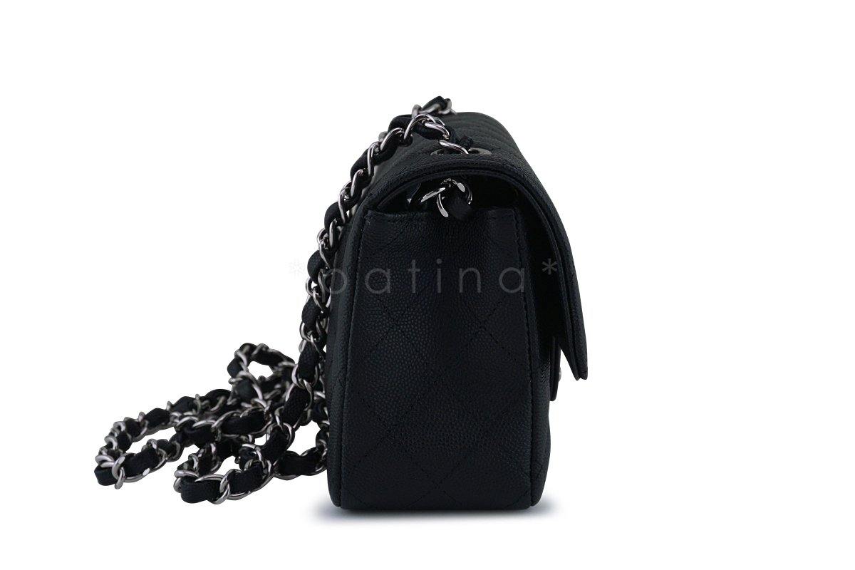 NWT 18C Chanel Black Classic Quilted Rectangular Mini 2.55 Flap Bag SHW