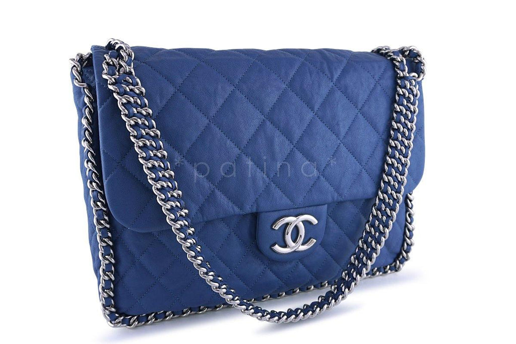 Chanel Blue Chain Around Maxi Luxe Flap Bag