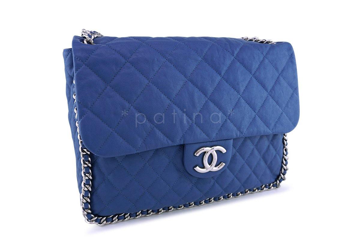 Chanel Blue Chain Around Maxi Luxe Flap Bag