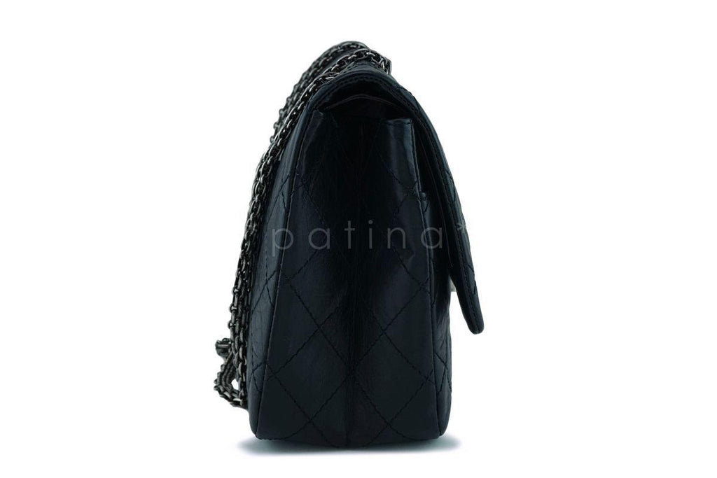 Chanel Black 2.55 Jumbo 227 Classic Double Flap Bag RHW