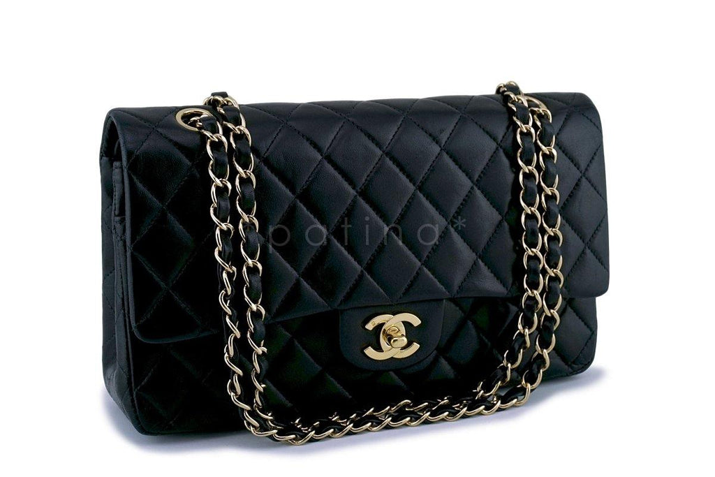 Chanel Black Lambskin Medium  Classic Double Flap Bag 24k GHW