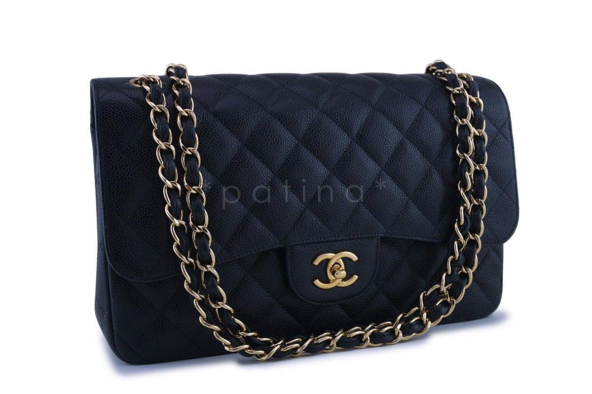 Chanel Black Caviar Jumbo 2.55 Classic Double Flap Bag GHW