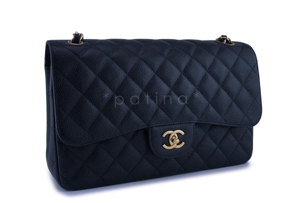 Chanel Black Caviar Jumbo 2.55 Classic Double Flap Bag GHW