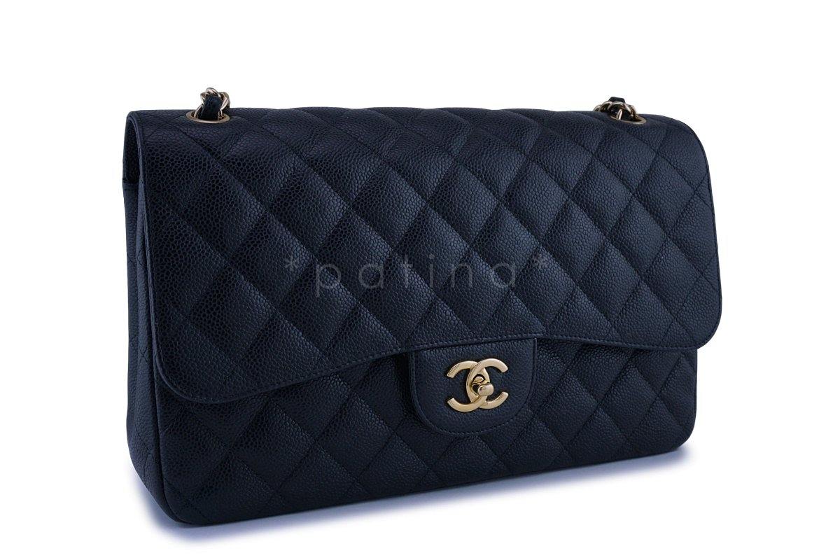 Chanel Black Caviar Jumbo 2.55 Classic Double Flap Bag GHW