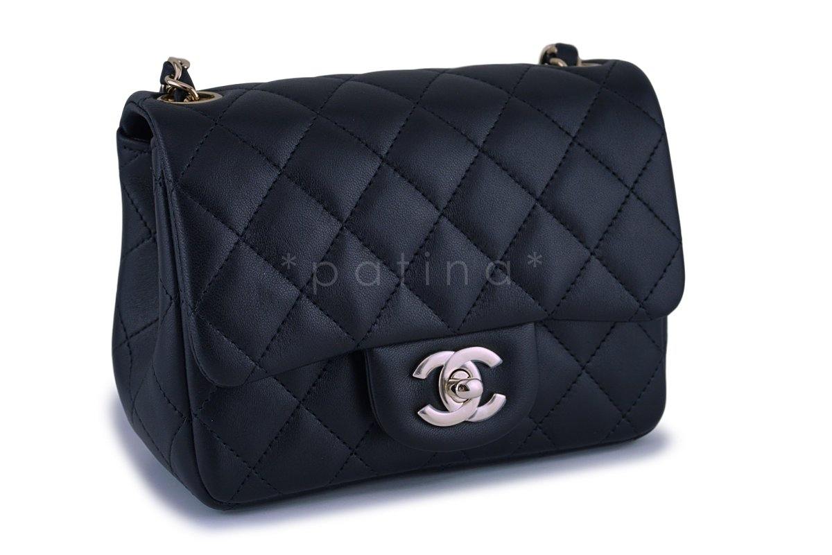 New Chanel Black Classic Quilted Square Mini 2.55 Flap Bag GHW