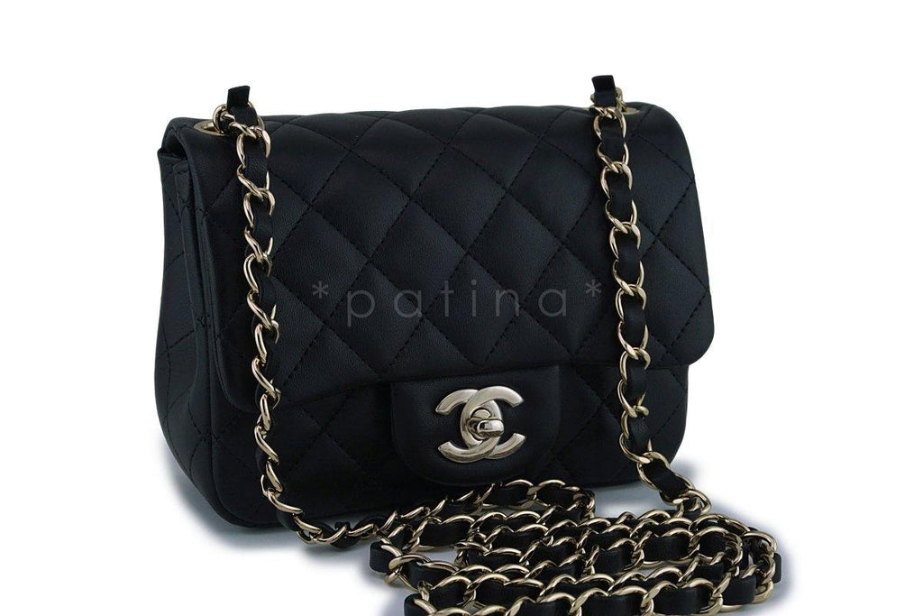 New 18C Chanel Black Classic Quilted Square Mini 2.55 Flap Bag GHW