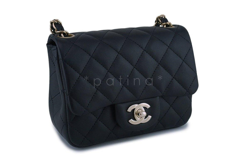 New 18C Chanel Black Classic Quilted Square Mini 2.55 Flap Bag GHW