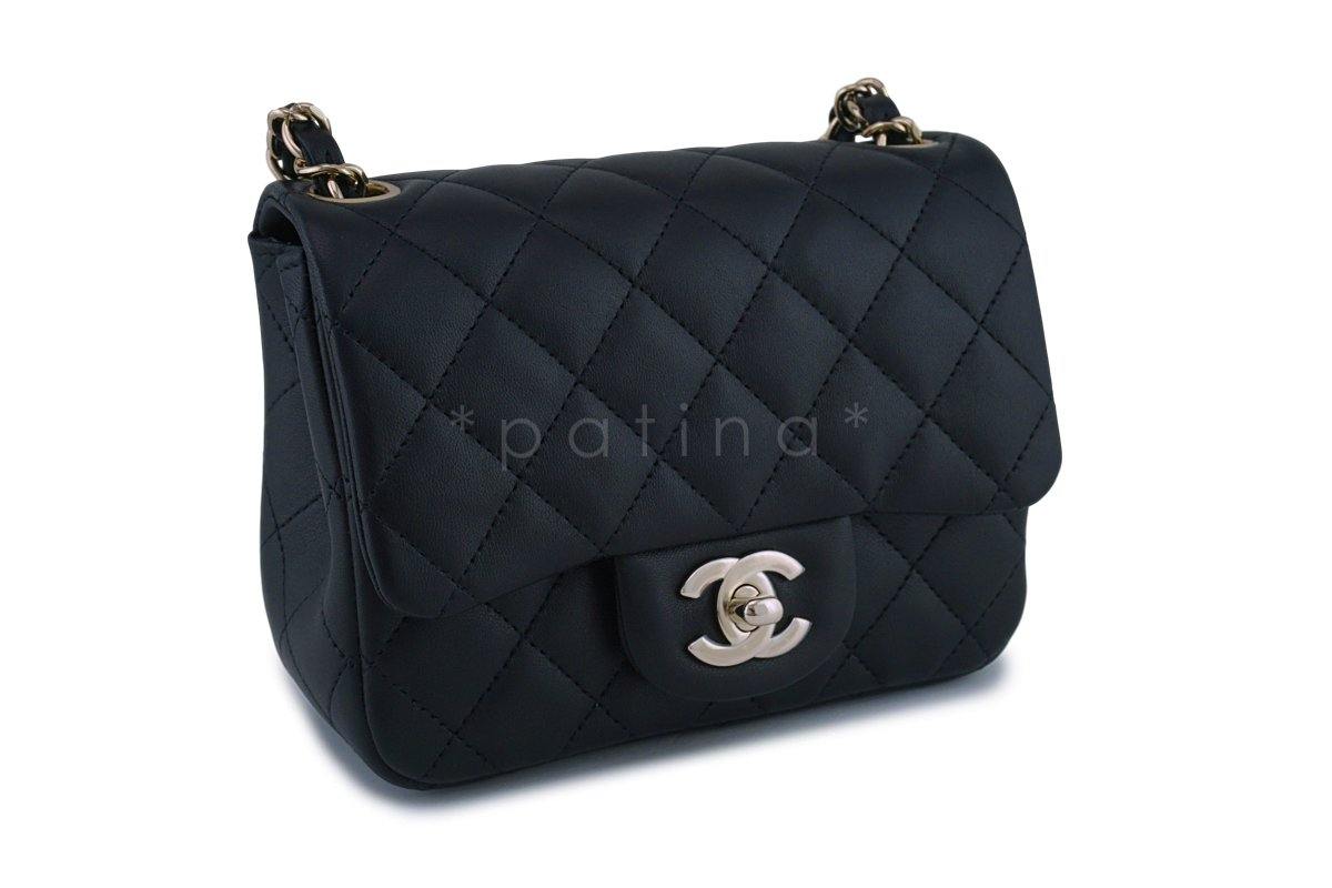 New 18C Chanel Black Classic Quilted Square Mini 2.55 Flap Bag GHW