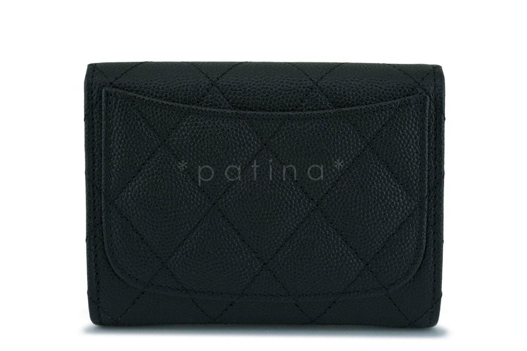 New Chanel Black Medium Caviar Card Holder Wallet Case SHW