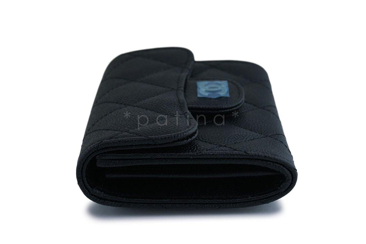 New Chanel Black Medium Caviar Card Holder Wallet Case SHW