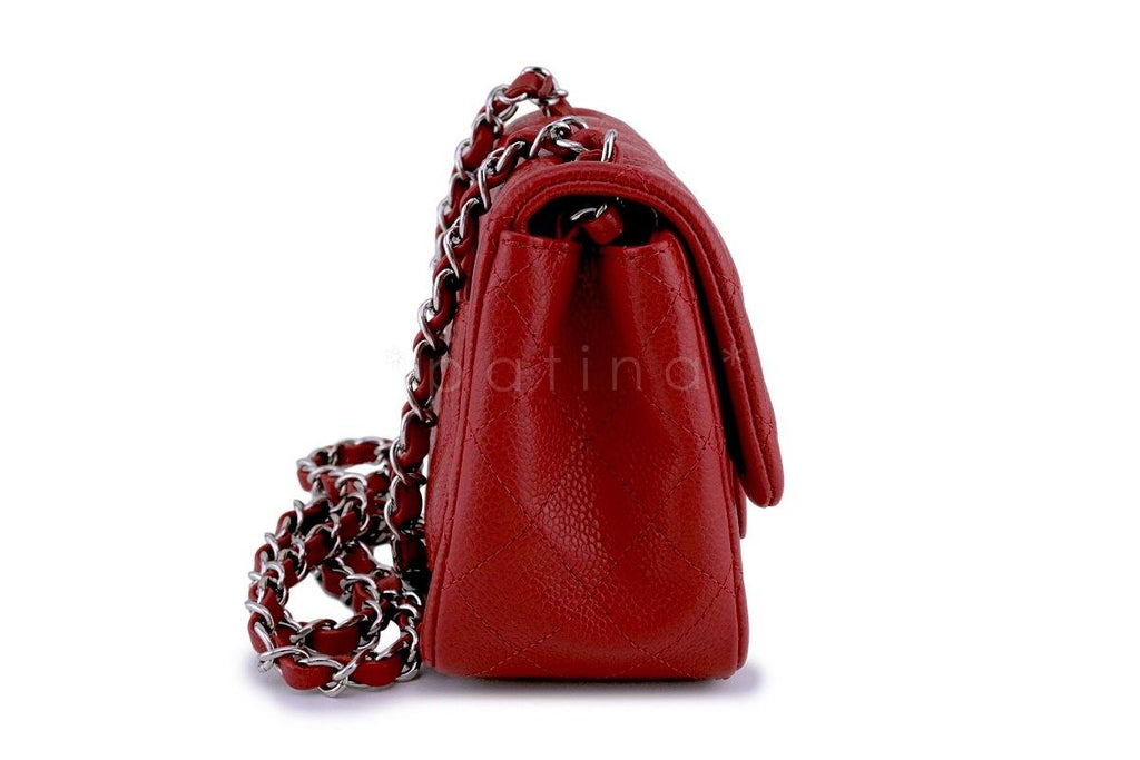 Chanel Red Caviar Classic Quilted Square Mini 2.55 Flap Bag SHW