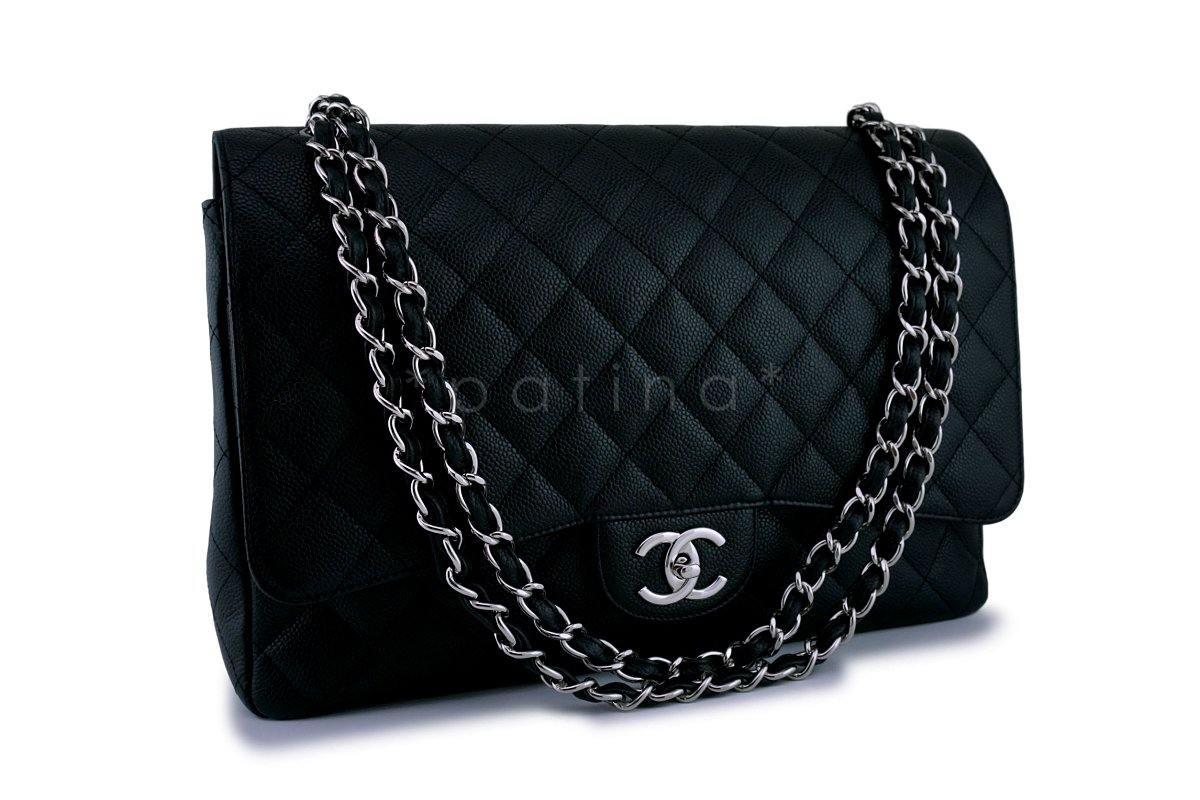 Chanel Black Caviar Maxi "Jumbo XL" Classic Double Flap Bag SHW