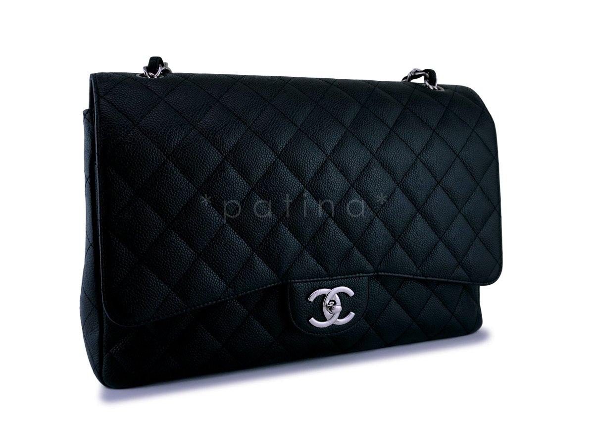 Chanel Black Caviar Maxi "Jumbo XL" Classic Double Flap Bag SHW