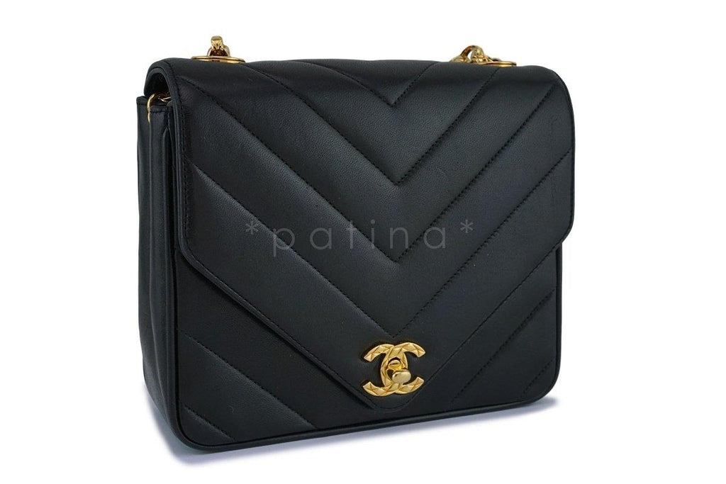 Chanel Black Vintage Gold Chain Classic 2.55 Flap Bag 24k GP