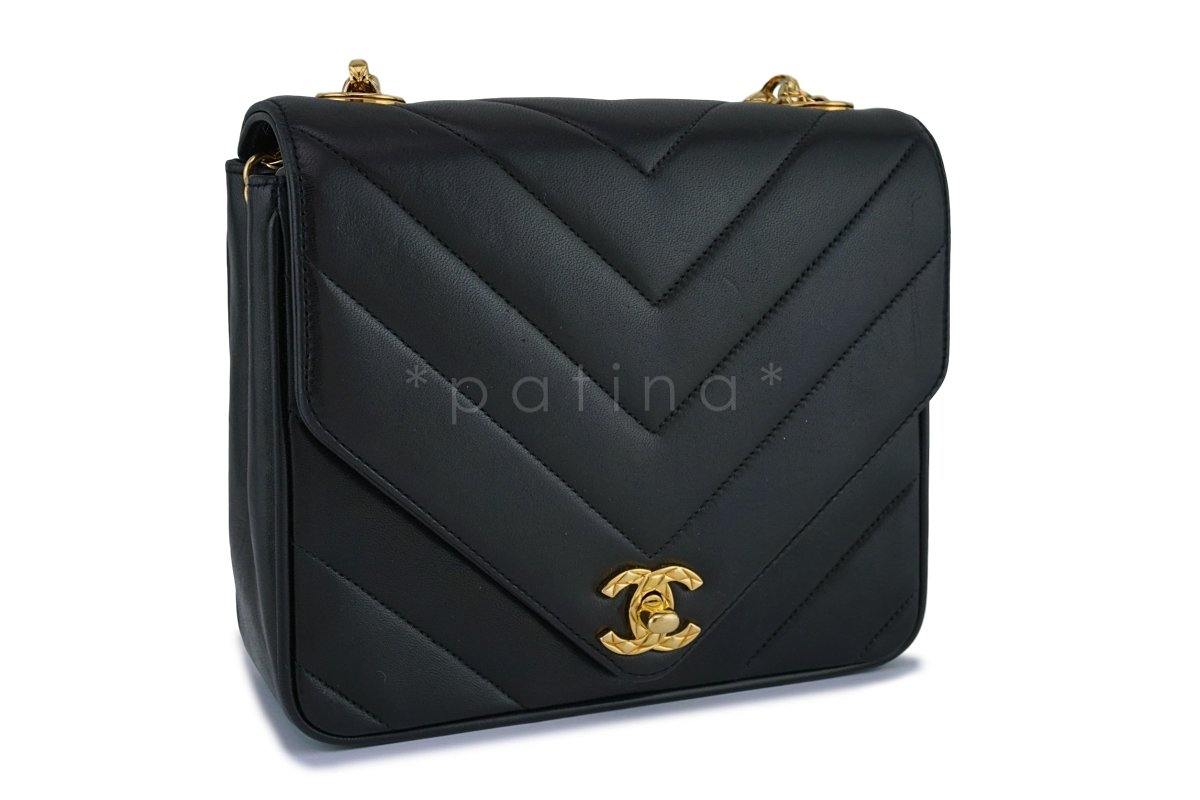 Chanel Black Vintage Gold Chain Classic 2.55 Flap Bag 24k GP