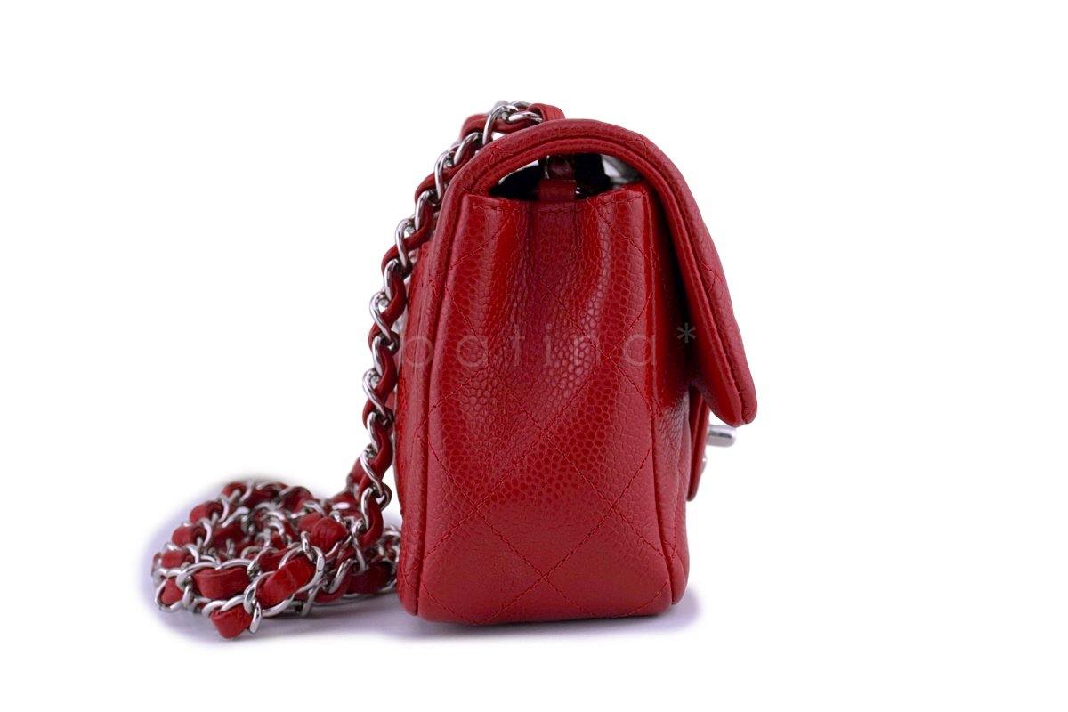 Chanel 14C Red Caviar Classic Quilted Rectangular Mini 2.55 Flap Bag SHW