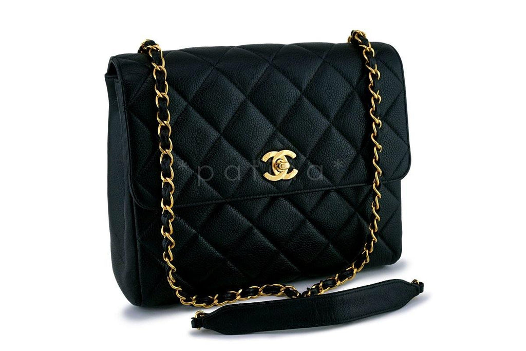 Chanel Black Caviar Vintage Quilted Classic Crossbody Flap Bag