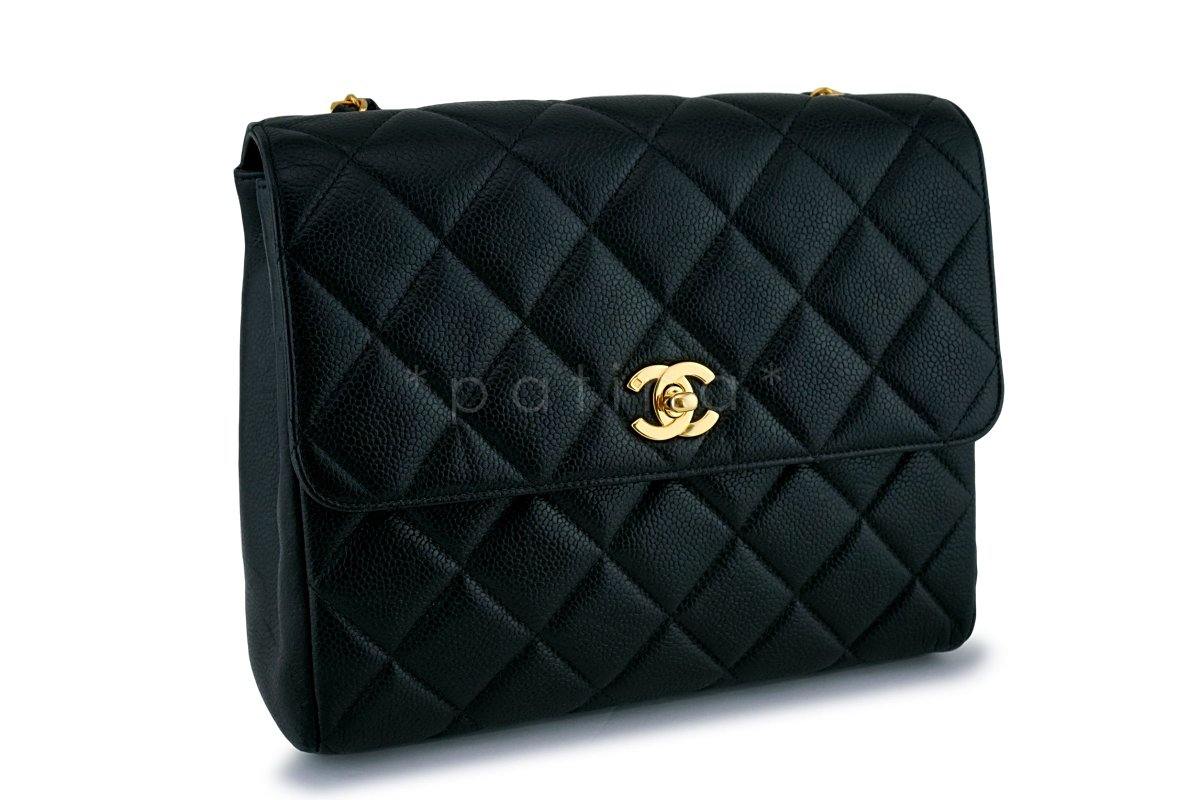 Chanel Black Caviar Vintage Quilted Classic Crossbody Flap Bag