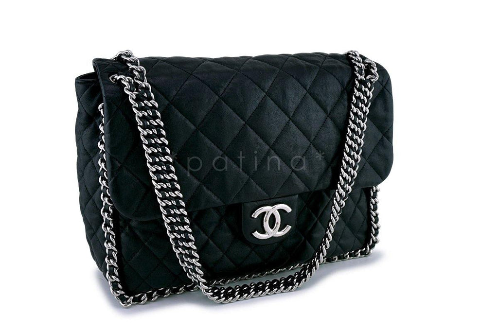 Chanel Black Chain Around Maxi Luxe Flap Bag