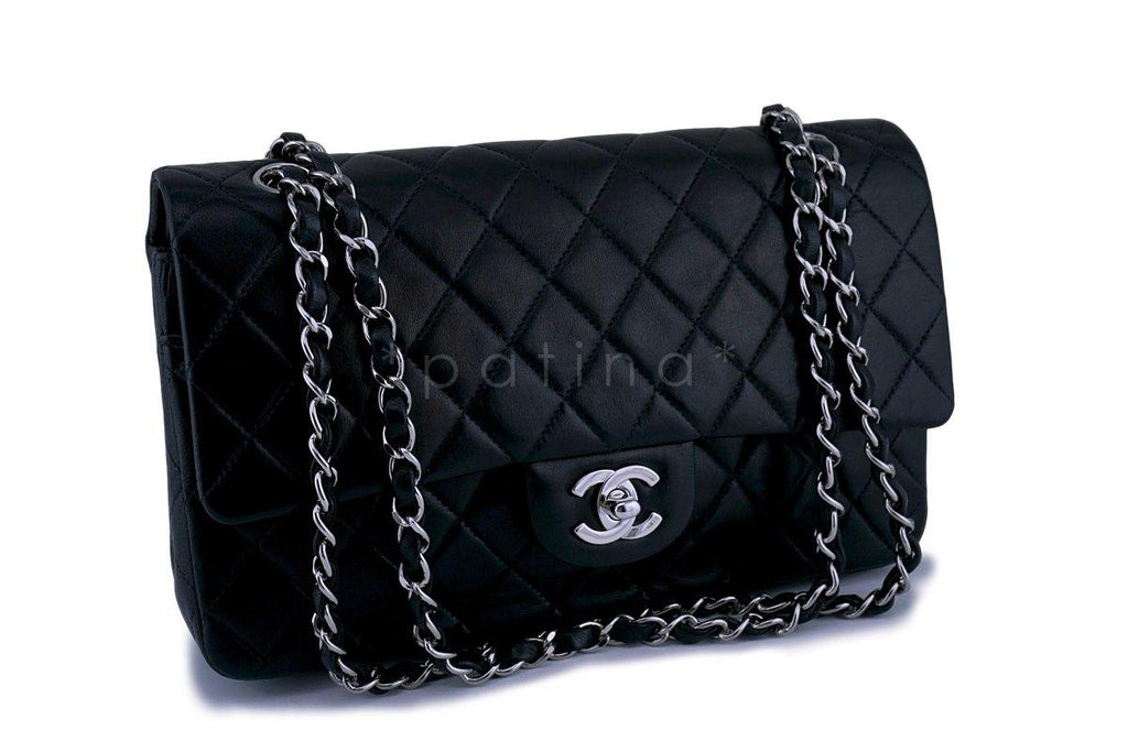 Chanel Black Lambskin Medium  Classic Double Flap Bag SHW