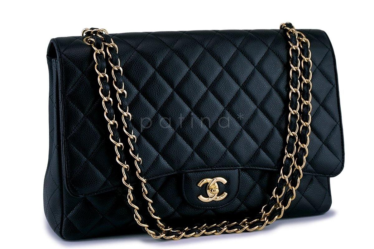 Chanel Black Caviar Maxi Quilted Classic "Jumbo XL" Flap Bag GHW