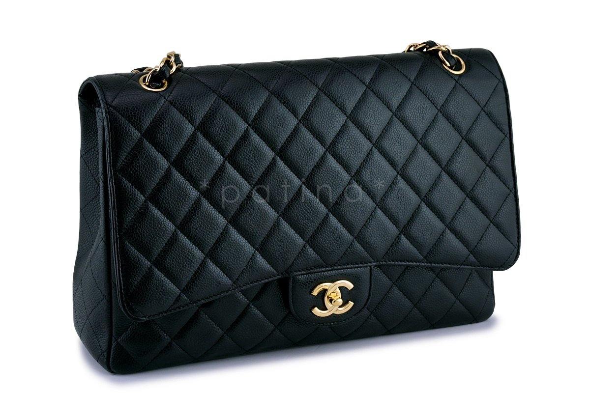 Chanel Black Caviar Maxi Quilted Classic "Jumbo XL" Flap Bag GHW