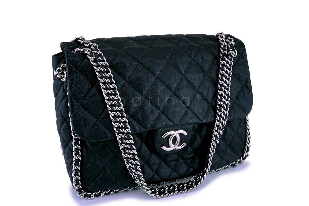 Chanel Black Classic Chain Around Maxi Luxe Flap Bag