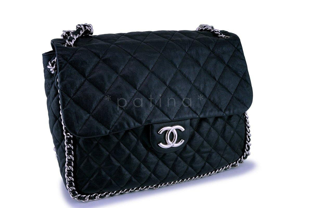 Chanel Black Classic Chain Around Maxi Luxe Flap Bag