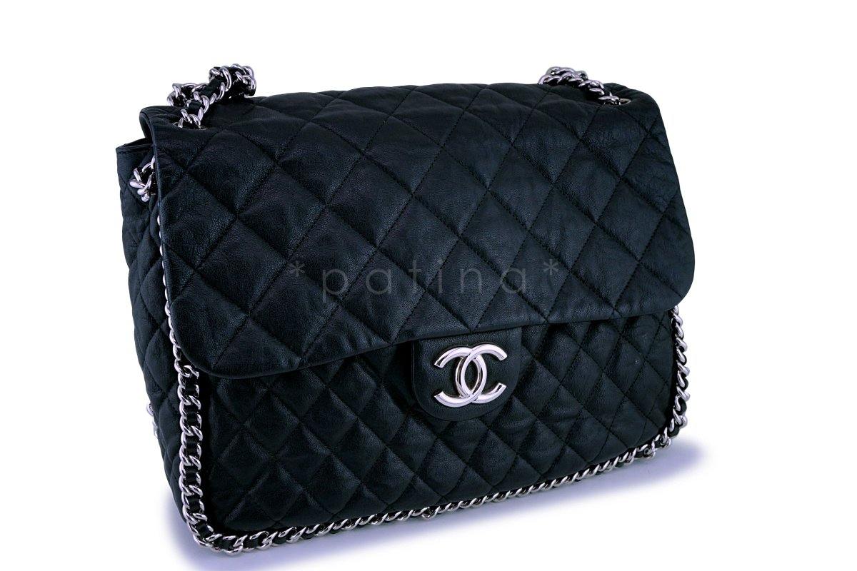 Chanel Black Classic Chain Around Maxi Luxe Flap Bag